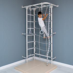 Șpalier suedez de colț multifincțional din metal pentru copii - gimnastică și cățărat - interior