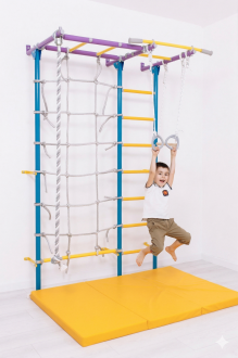 Șpalier suedez cu frânghie multifincțional din metal pentru copii - gimnastică și cățărat - interior